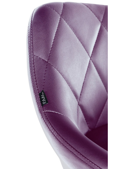 Chaise de bureau à roulettes moderne chic Polyuréthane Violet Matelassé Métal Argenté Chromé Beyra - 4