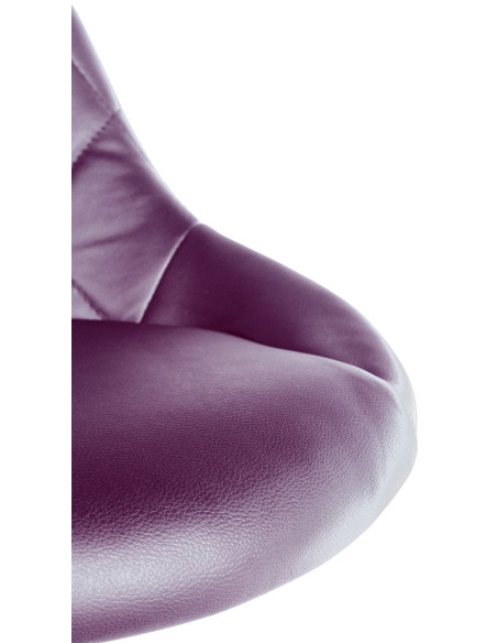 Chaise de bureau à roulettes moderne chic Polyuréthane Violet Matelassé Métal Argenté Chromé Beyra - 5
