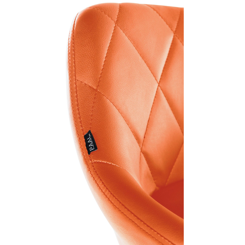 Chaise de bureau à roulettes moderne chic Polyuréthane Orange Matelassé Métal Argenté Chromé Beyra - 4