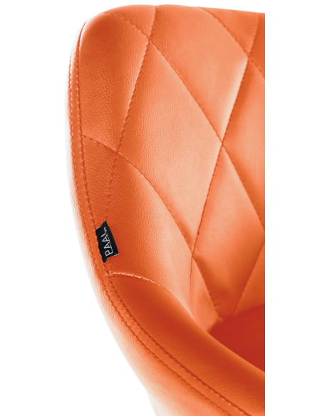 Chaise de bureau à roulettes moderne chic Polyuréthane Orange Matelassé Métal Argenté Chromé Beyra - 4