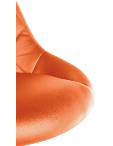 Chaise de bureau à roulettes moderne chic Polyuréthane Orange Matelassé Métal Argenté Chromé Beyra - 5