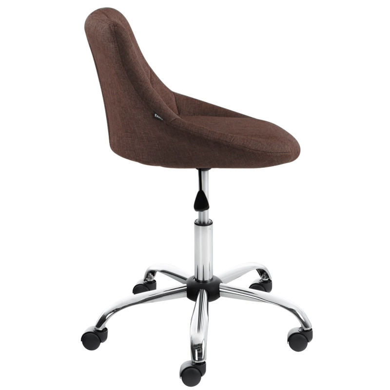 Chaise de bureau à roulettes moderne chic Tissu Marron Matelassé Métal Argenté Chromé Beyra - 3