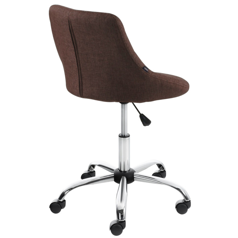 Chaise de bureau à roulettes moderne chic Tissu Marron Matelassé Métal Argenté Chromé Beyra - 4