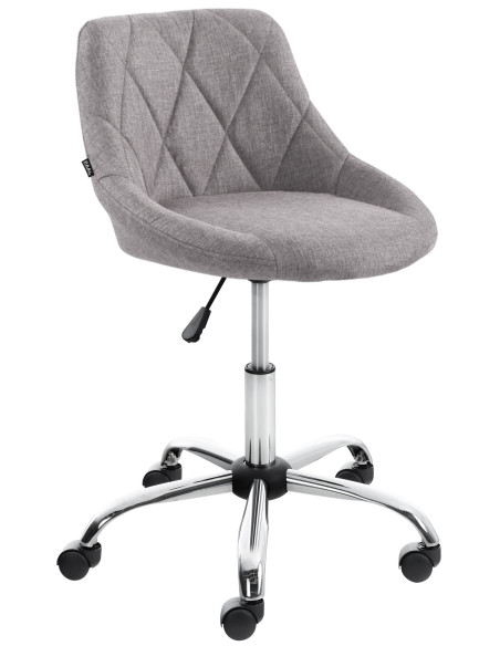 Chaise de bureau à roulettes moderne chic Tissu Gris Matelassé Métal Argenté Chromé Beyra - 1