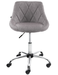 Chaise de bureau à roulettes moderne chic Tissu Gris Matelassé Métal Argenté Chromé Beyra - 2
