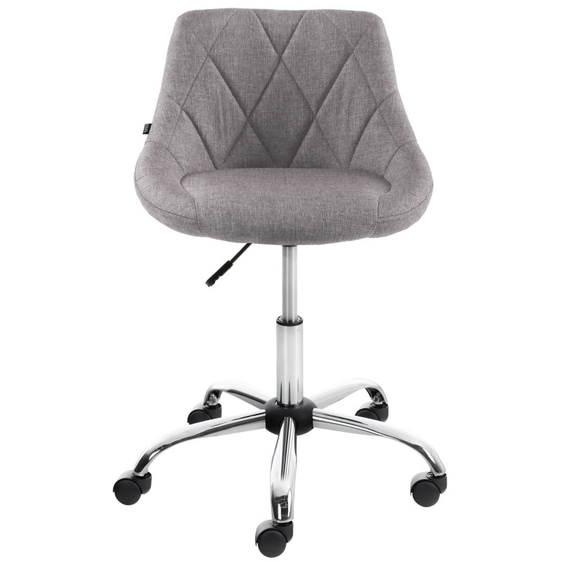 Chaise de bureau à roulettes moderne chic Tissu Gris Matelassé Métal Argenté Chromé Beyra - 2