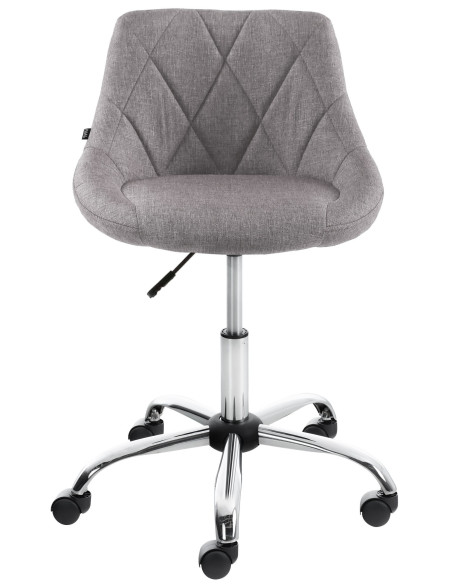 Chaise de bureau à roulettes moderne chic Tissu Gris Matelassé Métal Argenté Chromé Beyra - 2