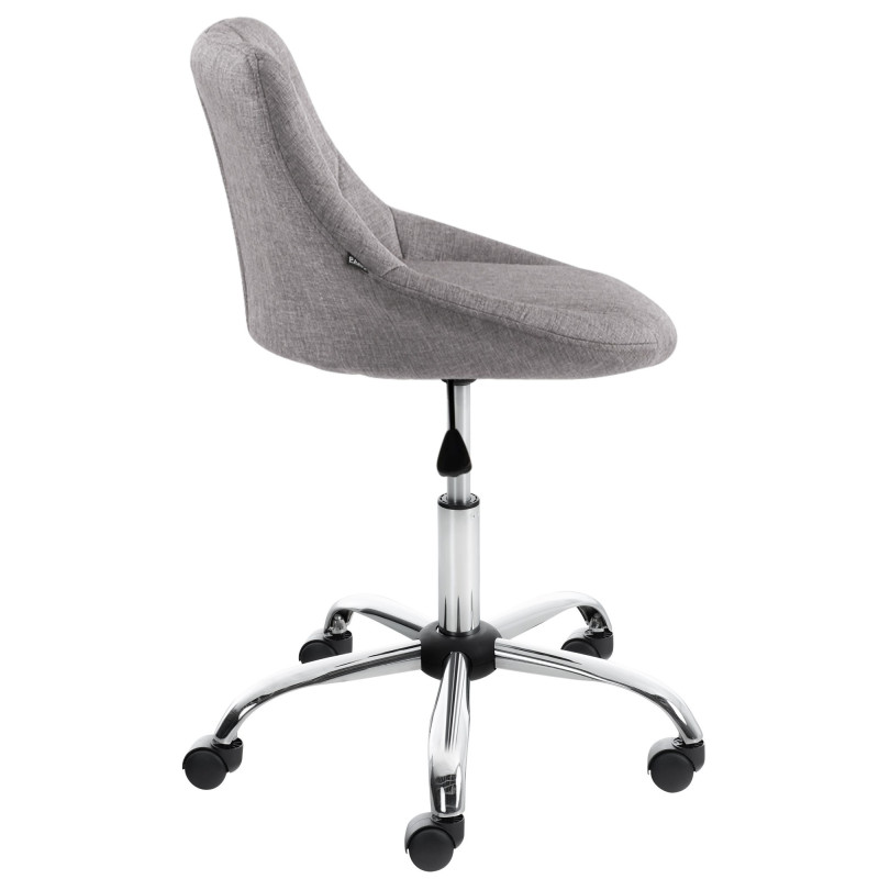 Chaise de bureau à roulettes moderne chic Tissu Gris Matelassé Métal Argenté Chromé Beyra - 3