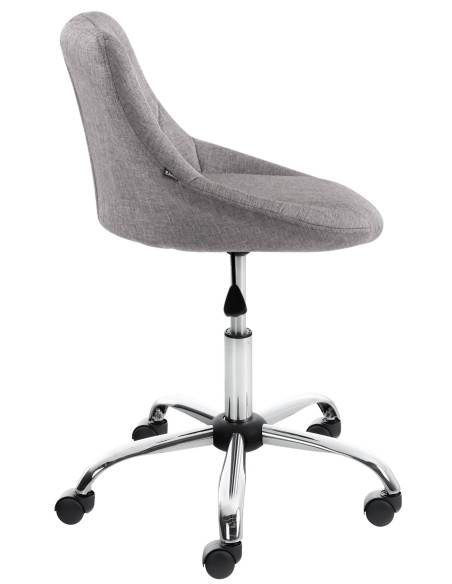 Chaise de bureau à roulettes moderne chic Tissu Gris Matelassé Métal Argenté Chromé Beyra - 3