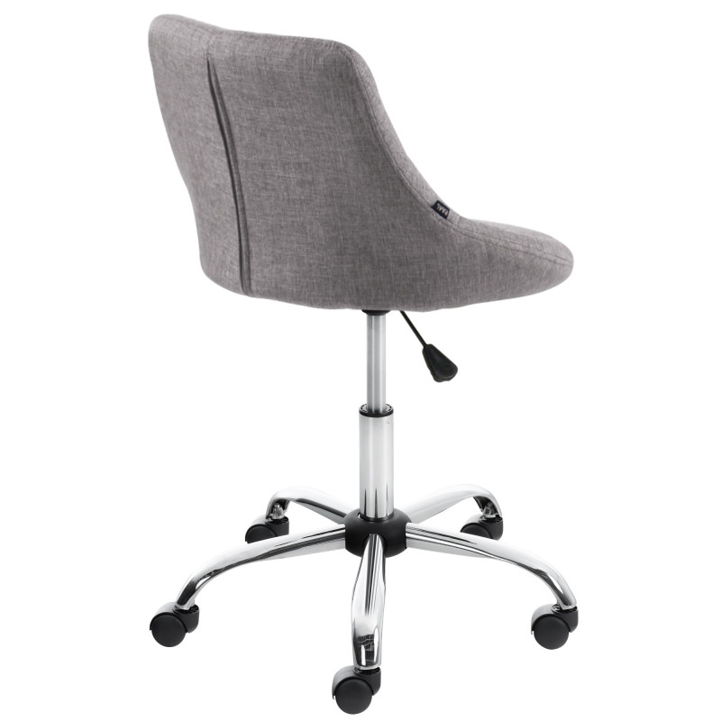 Chaise de bureau à roulettes moderne chic Tissu Gris Matelassé Métal Argenté Chromé Beyra - 4