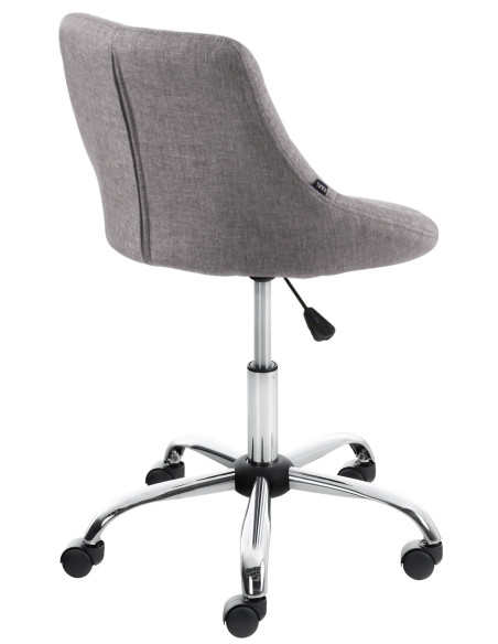 Chaise de bureau à roulettes moderne chic Tissu Gris Matelassé Métal Argenté Chromé Beyra - 4