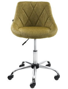 Chaise de bureau à roulettes moderne chic Tissu Vert Matelassé Métal Argenté Chromé Beyra - 2