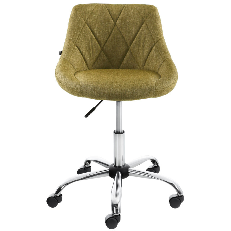 Chaise de bureau à roulettes moderne chic Tissu Vert Matelassé Métal Argenté Chromé Beyra - 2
