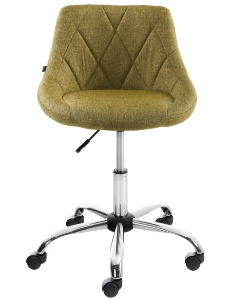 Chaise de bureau à roulettes moderne chic Tissu Vert Matelassé Métal Argenté Chromé Beyra - 2