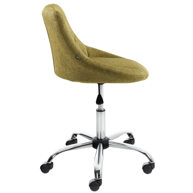 Chaise de bureau à roulettes moderne chic Tissu Vert Matelassé Métal Argenté Chromé Beyra - 3