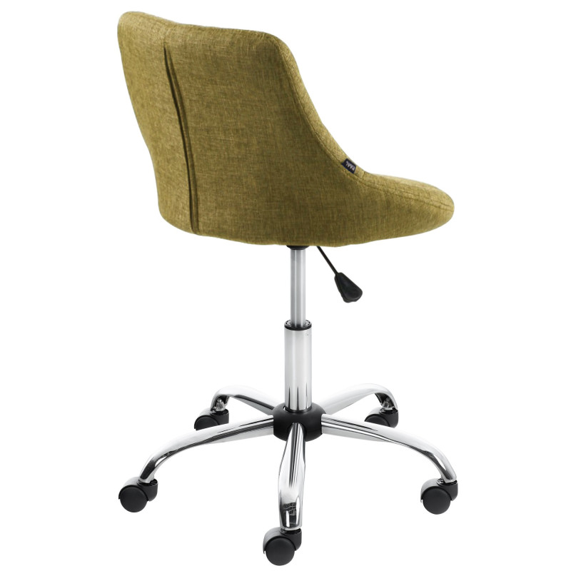 Chaise de bureau à roulettes moderne chic Tissu Vert Matelassé Métal Argenté Chromé Beyra - 4