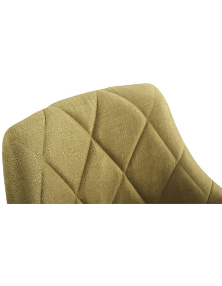 Chaise de bureau à roulettes moderne chic Tissu Vert Matelassé Métal Argenté Chromé Beyra - 5