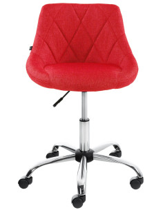 Chaise de bureau à roulettes moderne chic Tissu Rouge Matelassé Métal Argenté Chromé Beyra - 2