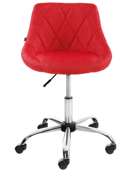 Chaise de bureau à roulettes moderne chic Tissu Rouge Matelassé Métal Argenté Chromé Beyra - 2