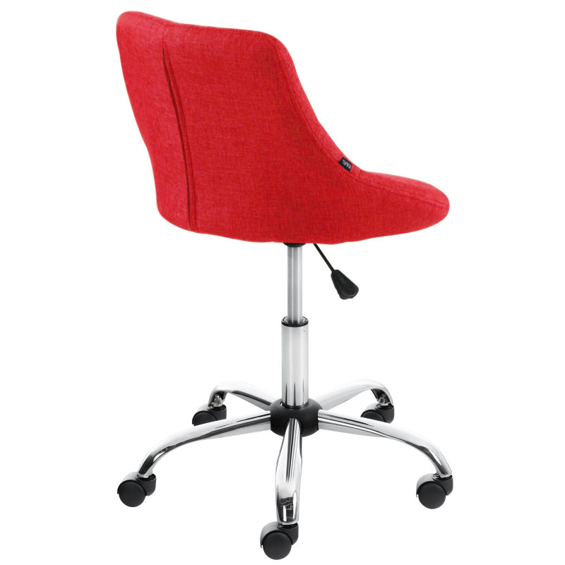 Chaise de bureau à roulettes moderne chic Tissu Rouge Matelassé Métal Argenté Chromé Beyra - 4