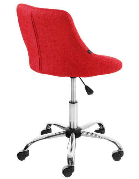 Chaise de bureau à roulettes moderne chic Tissu Rouge Matelassé Métal Argenté Chromé Beyra - 4