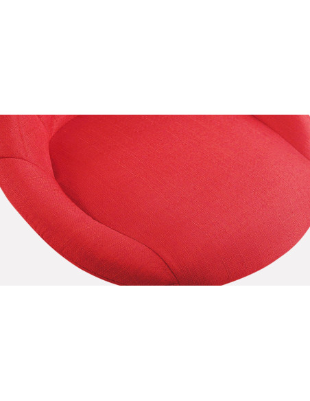 Chaise de bureau à roulettes moderne chic Tissu Rouge Matelassé Métal Argenté Chromé Beyra - 6