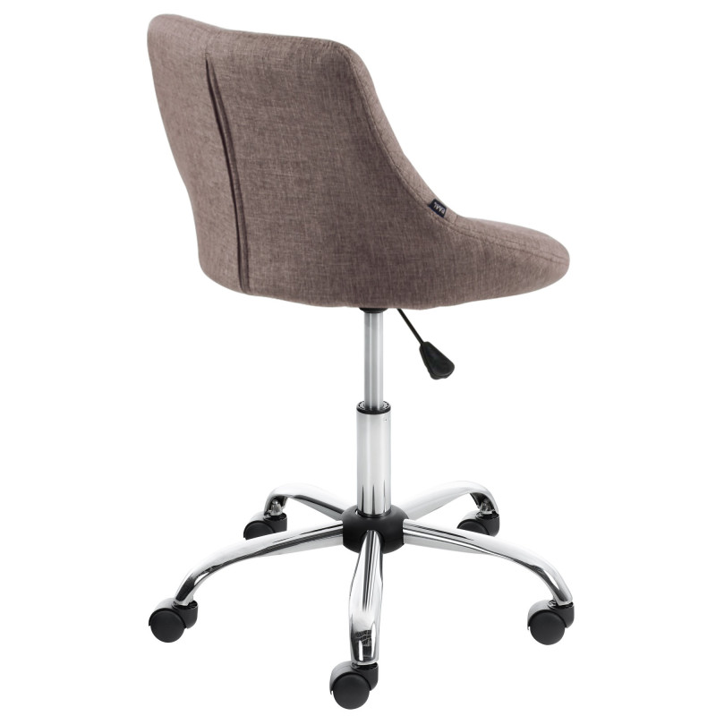Chaise de bureau à roulettes moderne chic Tissu Taupe Matelassé Métal Argenté Chromé Beyra - 4