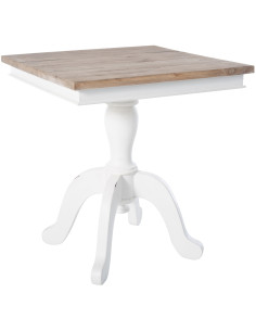 Table d'appoint rustique chic Carrée Bois Naturel Blanc Jarev - 1