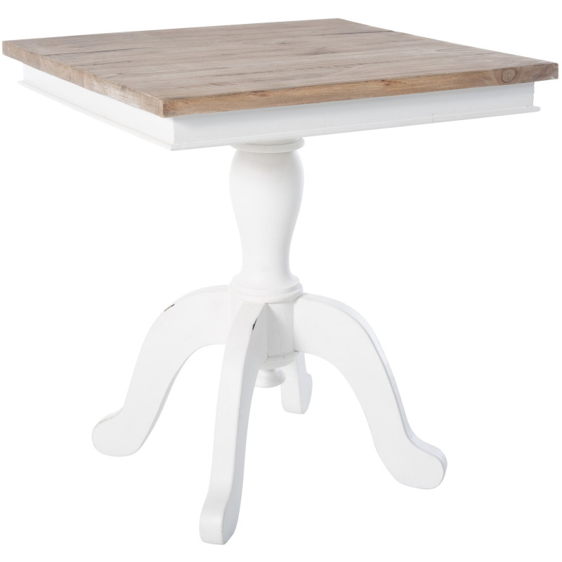 Table d'appoint rustique chic Carrée Bois Naturel Blanc Jarev - 1
