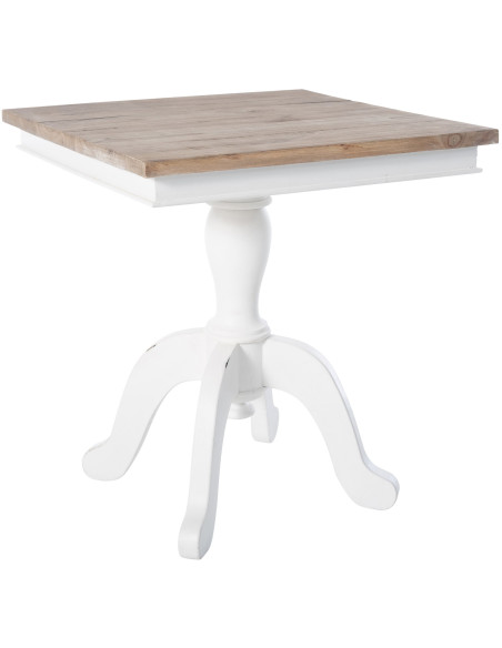 Table d'appoint rustique chic Carrée Bois Naturel Blanc Jarev - 1