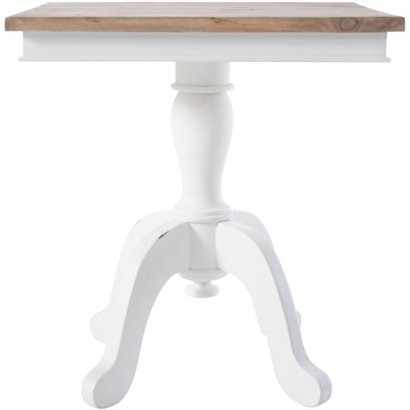 Table d'appoint rustique chic Carrée Bois Naturel Blanc Jarev - 2