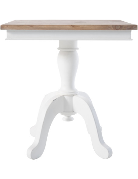 Table d'appoint rustique chic Carrée Bois Naturel Blanc Jarev - 2
