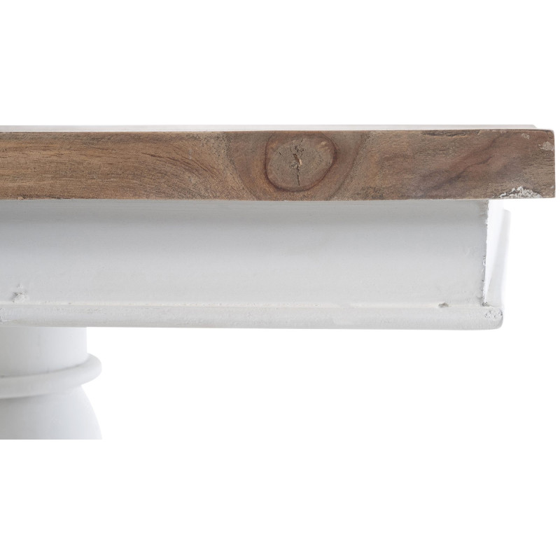 Table d'appoint rustique chic Carrée Bois Naturel Blanc Jarev - 3