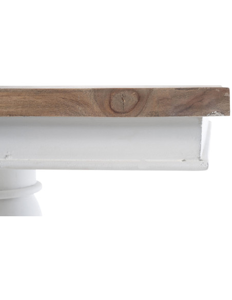 Table d'appoint rustique chic Carrée Bois Naturel Blanc Jarev - 3