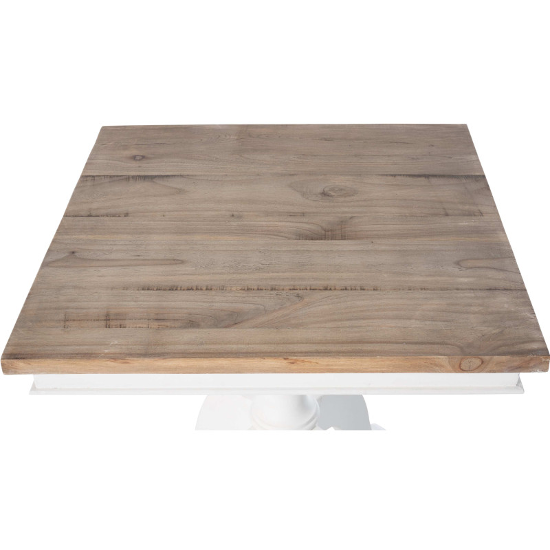 Table d'appoint rustique chic Carrée Bois Naturel Blanc Jarev - 5