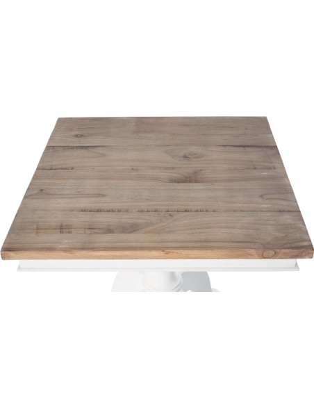 Table d'appoint rustique chic Carrée Bois Naturel Blanc Jarev - 5