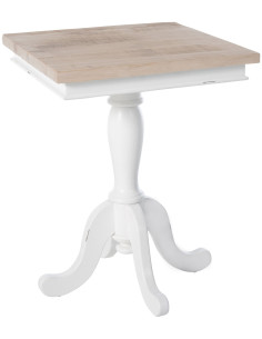 Table bistrot rustique chic Carrée 2 personnes Bois Naturel Blanc Jarev 