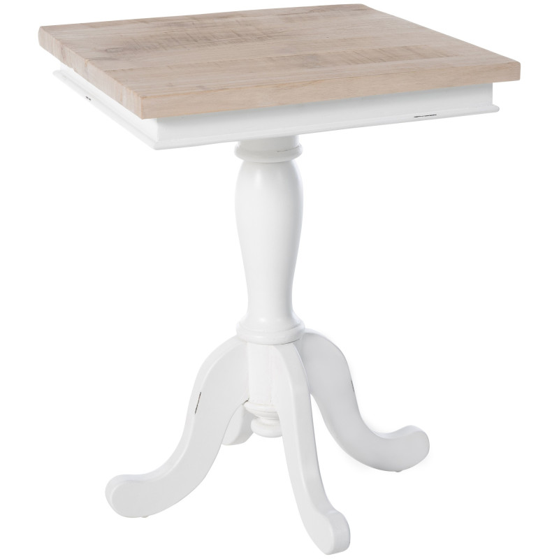 Table bistrot rustique chic Carrée 2 personnes Bois Naturel Blanc Jarev 