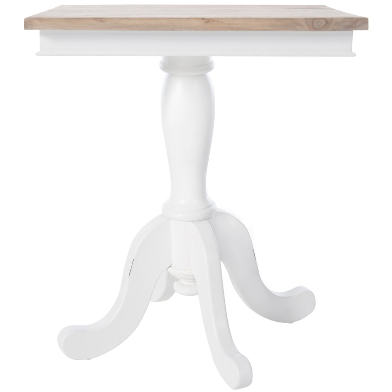 Table bistrot rustique chic Carrée 2 personnes Bois Naturel Blanc Jarev 