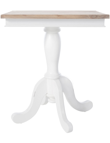 Table bistrot rustique chic Carrée 2 personnes Bois Naturel Blanc Jarev 