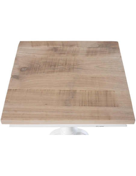 Table bistrot rustique chic Carrée 2 personnes Bois Naturel Blanc Jarev 