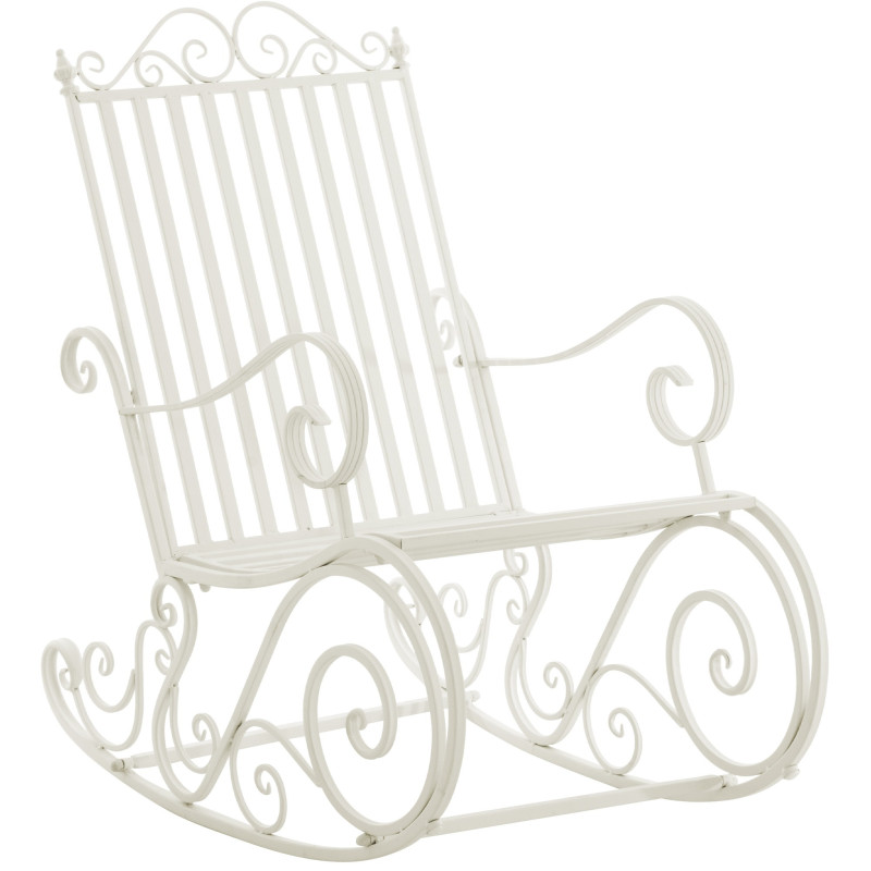 Fauteuil à bascule de jardin romantique vintage Métal Blanc Oryal - 1