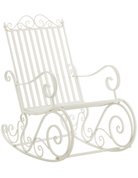 Fauteuil à bascule de jardin romantique vintage Métal Blanc Oryal - 1