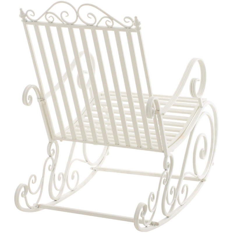 Fauteuil à bascule de jardin romantique vintage Métal Blanc Oryal - 4