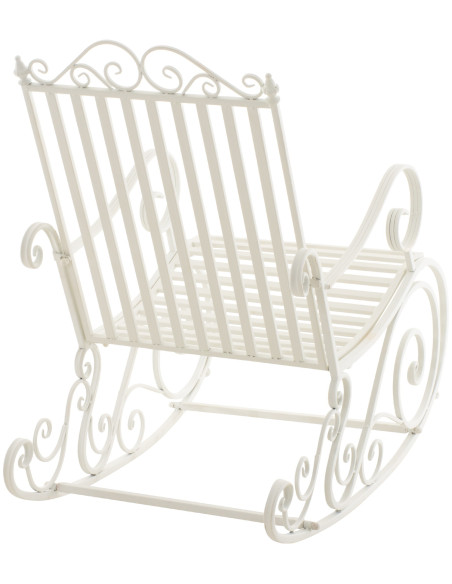 Fauteuil à bascule de jardin romantique vintage Métal Blanc Oryal - 4