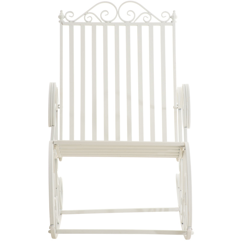 Fauteuil à bascule de jardin romantique vintage Métal Blanc Oryal - 5