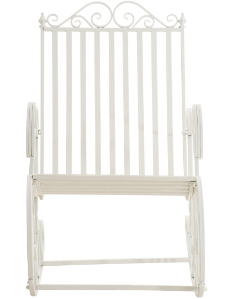 Fauteuil à bascule de jardin romantique vintage Métal Blanc Oryal - 5