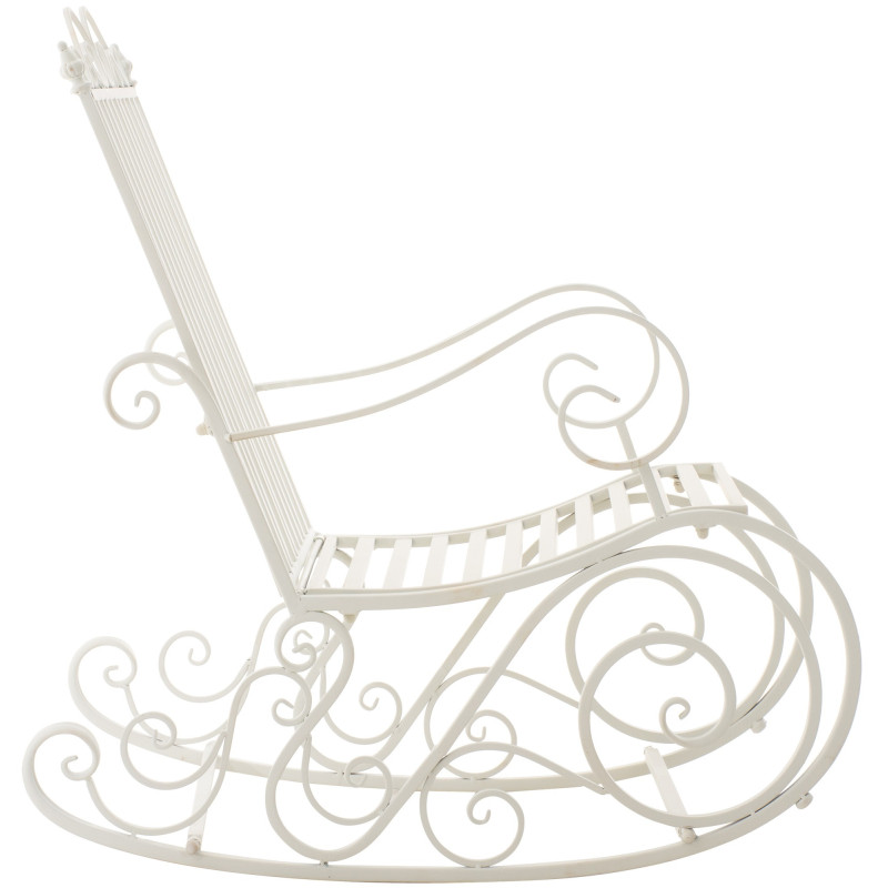 Fauteuil à bascule de jardin romantique vintage Métal Blanc Oryal - 6
