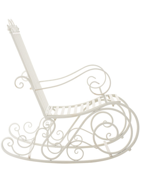 Fauteuil à bascule de jardin romantique vintage Métal Blanc Oryal - 6