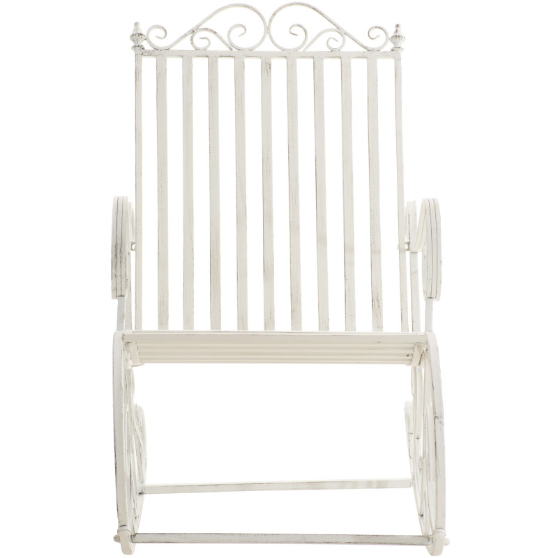 Fauteuil à bascule de jardin romantique vintage Métal Blanc Patiné Oryal - 5